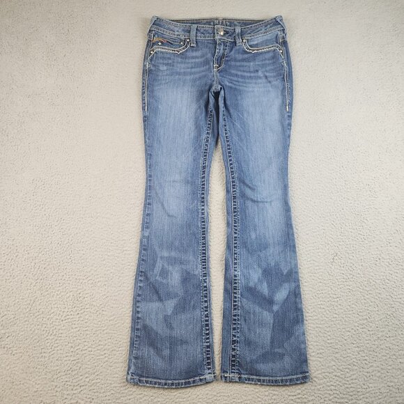 Ariat Ruby Jeans Women's 29R Bootcut Western Embroidered Flap Pockets Denim Blue - Picture 2 of 14